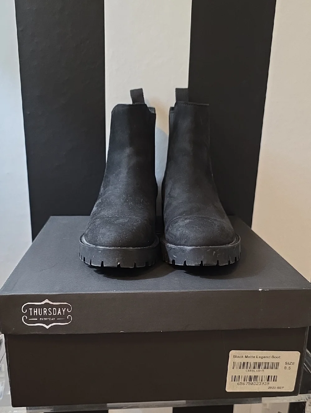 Thursday Boot Company Black Suede Chelsea Lug Boots - Picture 1 of 5